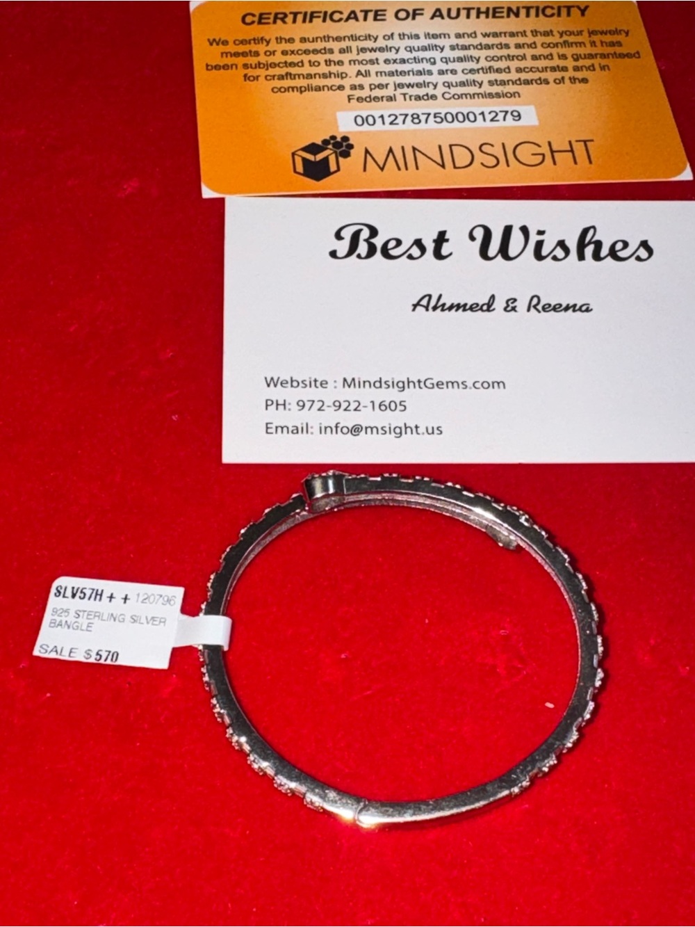14K White Gold Vermeil Swarovski Crystal Crossover Bangle, Gift For Her, SALE - Picture 7 of 7